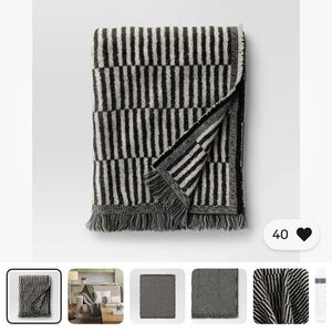 NWT 50"x60" Oversized Woven Linework
Throw Blanket Black/Cream - Threshold